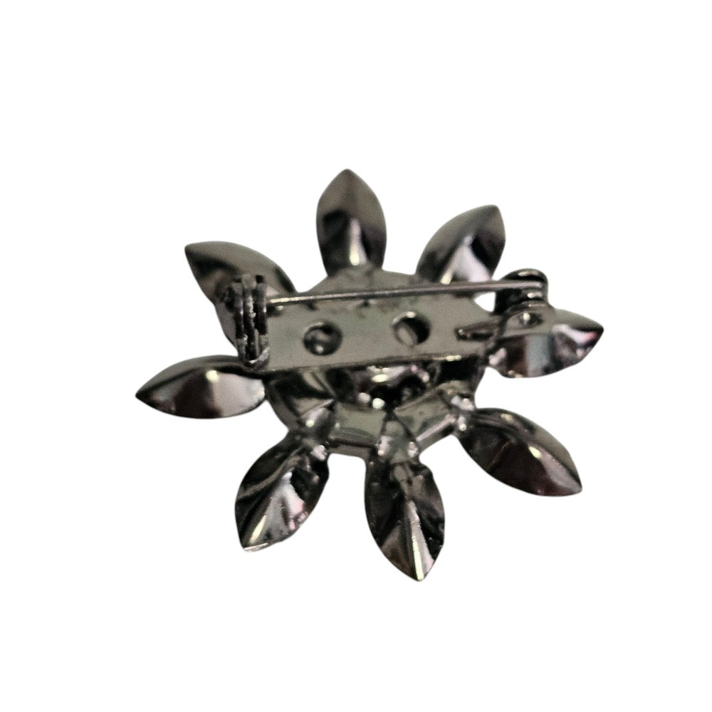 Rhinestone Flower Brooch Pin Champagne Gold‎ Tone Floral Statement Jewelry - Picture 6 of 6